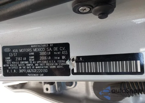 2018 Kia Forte Lx из США, поврежденный, VIN 3KPFL4A7XJE220193